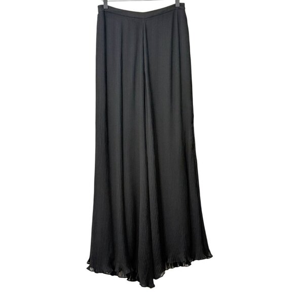 Samuel Dong Pleated Wide Leg Palazzo Pants Black Sheer Lined Evening Fun Size S - Picture 13 of 13